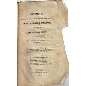  1825 Sermon Preached on Sept 18, Mrs. Rebecca Talbot NY 