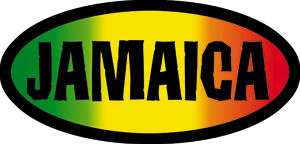JAMAICA rasta colors on oval STICKER  reggae bob marley  