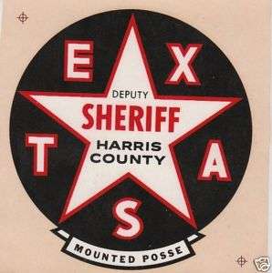 Harris County Sheriff Decal Texas Mounted Posse NOS  