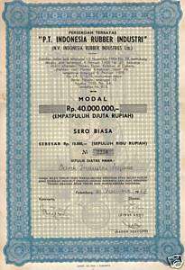 Original Indonesia Bond 1957 Rubber Co 10.000 Deco coup  