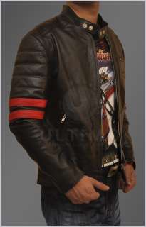   Fight Club Motorcycle Retro Real Leather Jacket in Cow Hide  