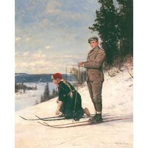  Cross Country Skiing by Carl Brenders 28x34: Sports 