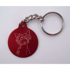  Laser Etched Chinese Crested Key Chain