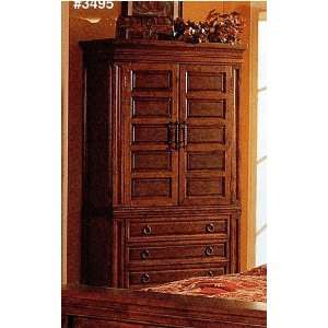   Rich Brown Finish Solid Wood TV Armoire Stand: Furniture & Decor