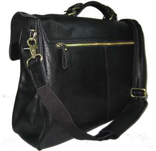 COOL Black Leather Messenger Laptop Bag Briefcase Tote  