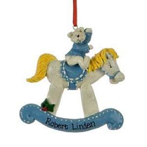  Personalized Blue Rocking Horse Christmas Ornament: Home 