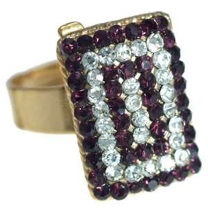  Cyndi Gold Amethyst Crystal Fashion Ring Jewelry