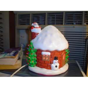  LIGHTED SNOW DOMED ROUND BRICK HOUSE