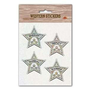  Prismatic Silver Sheriff Badge Stickers Case Pack 168 