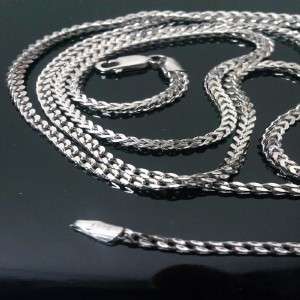 10K Mens White Gold Franco Chain Necklace Box Cuban 30 inch long 
