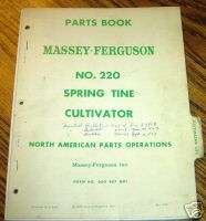 Massey Ferguson MF 220 Tine Cultivator Parts Catalog  