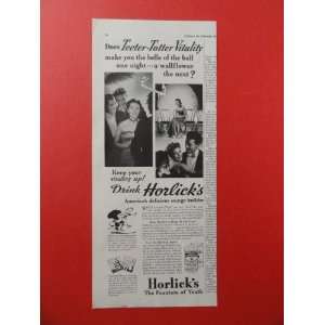 Horlicks Malted Milk,1940 Print Ad. (the fountain of youth.) orinigal 
