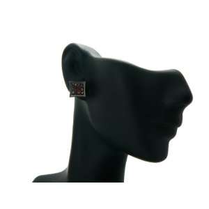  Black/Red Box Iced Out Stud Earrings Jewelry