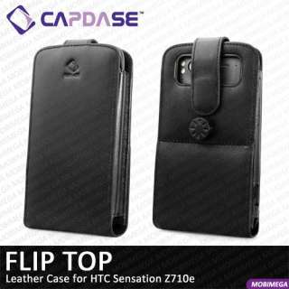 Capdase Flip Top Genuine Leather Case Cover HTC Sensation Z710e Belt 