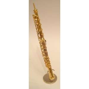   Miniature Gold Tone Brass Soprano Saxophone Figurine