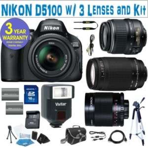 NEW Nikon D5100 + 2 Nikon Lenses + 500 Mirror Lens Kit  