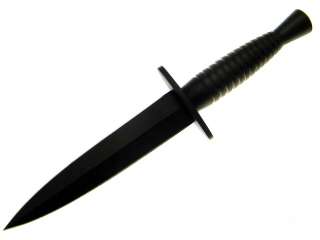 British Style Black Handle Dagger Double Edge Boot Fixed Blade Knife 