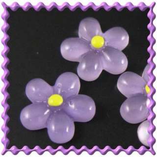 8pcs Lucite Purple 5 Petals Baby Daisy Cabochon  