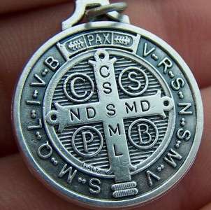 Silver P Saint Benedict Round Medal Coin 1 Size Gift  