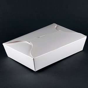 Microwavable iBox Wave White Paper Take Out Carton 7 3/4 x 5 1/2 x 1 