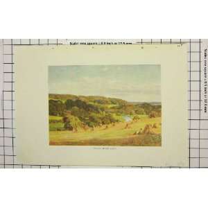   Colour Print View Valley Chess Hay Making Agriculture