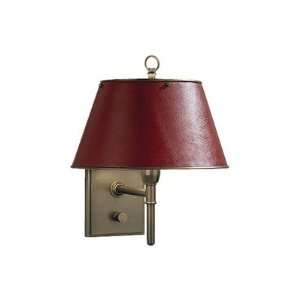 David Easton Soane Wall Sconce in Dark Natural Brass with Red Leather 