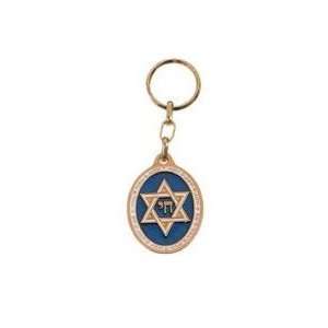  Key Chain Chai In Star Of David (Blue) Brass Everything 