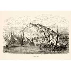   Dore Sailboat Harbor Castle   Relief Line block Print
