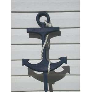  Amish Large Wooden Decorative Anchor   Navy Blue Patio 