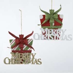 METAL MERRY CHRISTMAS GIFT BOX ORNAMENT: Home & Kitchen