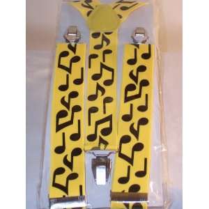   Yellow/black Music Elastic Braces Clip Suspenders 