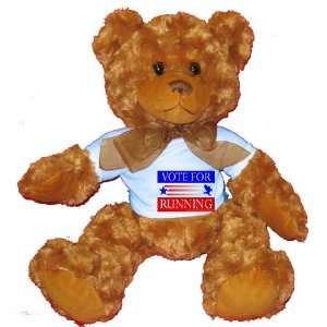  VOTE FOR RUNNING Plush Teddy Bear with BLUE T Shirt Toys 