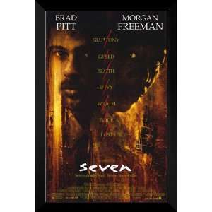  Seven FRAMED 27x40 Movie Poster Brad Pitt