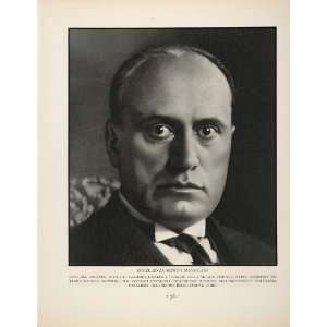  1932 Original Halftone Portrait Benito Mussolini Italy 