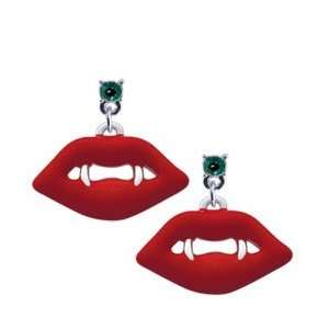   Vampire Lips Emerald Swarovski Post Charm Earrings [Jewelry] Jewelry