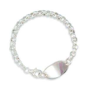    Childrens ID Bracelet Rolo Chain Polished Oval Tag Jewelry