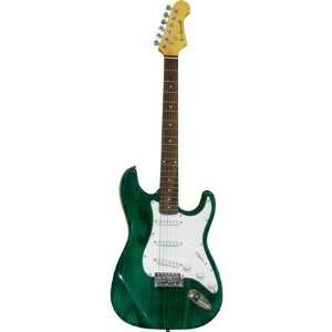  39 Inch Transparent Green Electric Guitar With Strap 