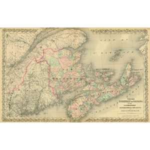   1881 Antique Map of New Brunswick & Nova Scotia