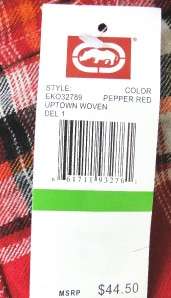 44 Mens ECKO UNLTD. Red PLAID Cotton FLANNEL Shirt XL  