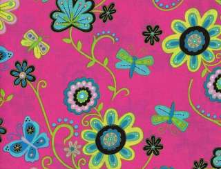 Fat Quarter Quilt Quilting Fabric Secret Garden Butterfly Floral Pink 