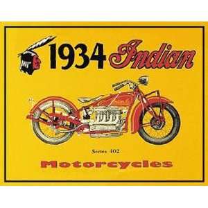 Motorcycle Indian Metal Tin Sign 1934 Series 402