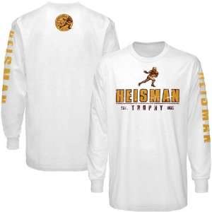 Heisman Trophy White Distressed Logo Long Sleeve T shirt