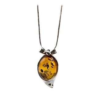 Sterling Silver Honey Amber Oval Necklace Jewelry