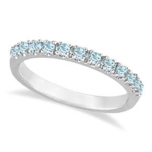  Aquamarine Stackable Ring Anniversary Band in 14k White 
