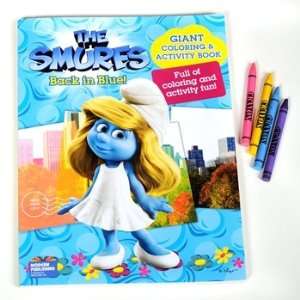  Smurfs Giant Coloring Book and Crayons (8) Party Supplies 