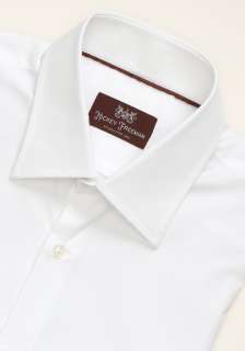 Hickey Freeman Mens Mahogany Collection White Poplin Dress Shirt 
