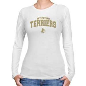 NCAA Wofford Terriers Ladies White Logo Arch Long Sleeve Slim Fit T 