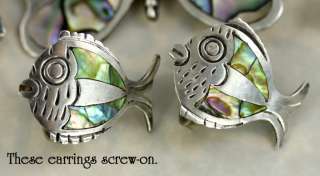 STERLING SILVER ABALONE butterfly MEXICAN PINS EARRINGS  