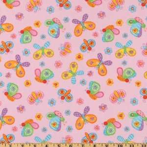  Butterfly Scattered Pink Fabric By The Yard Arts, Crafts & Sewing