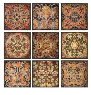 Large Morrocan Style S/9 Wood WALL DECOR Art Plaques 12 Square Tuscan 